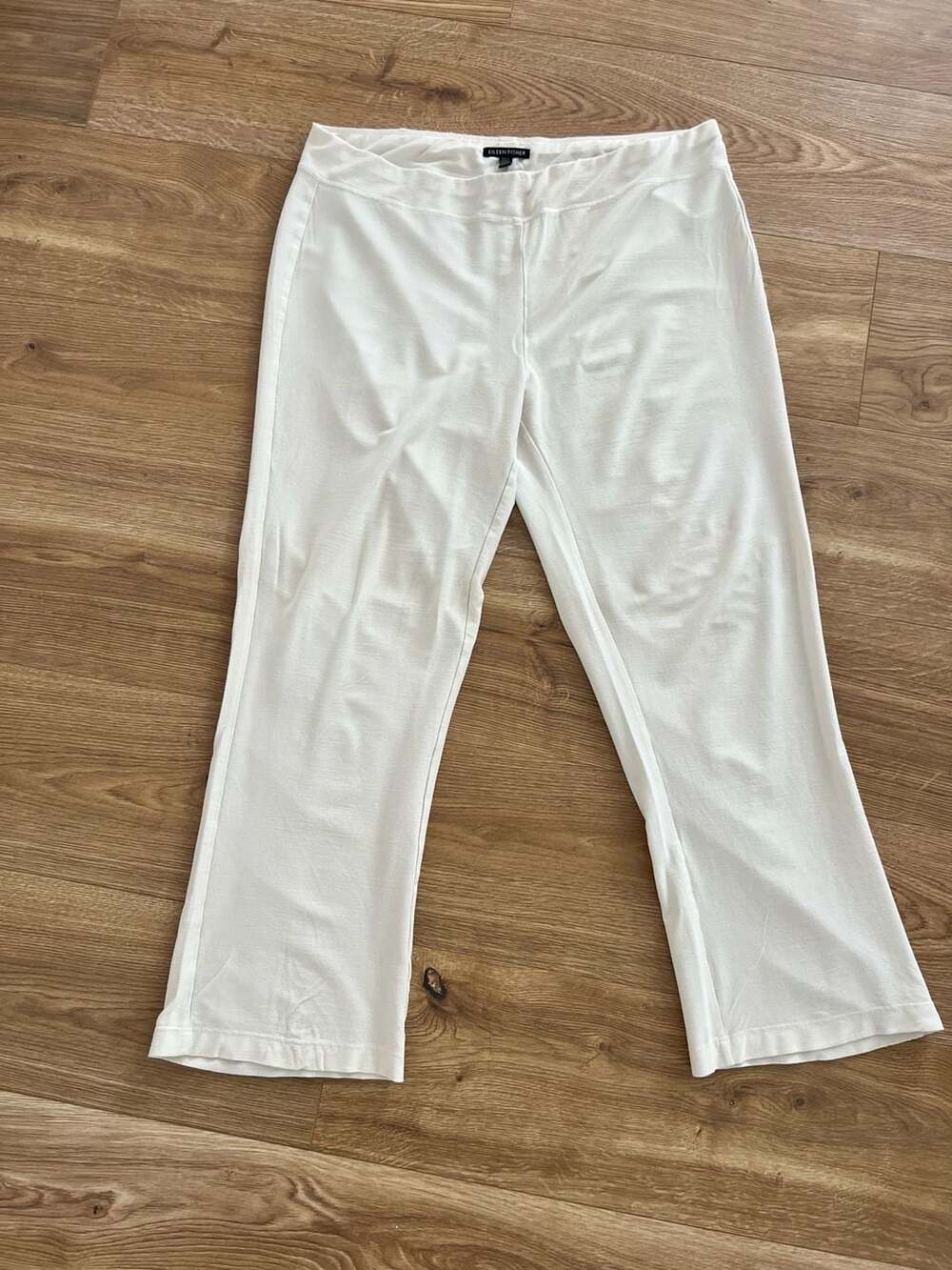 Eileen Fisher Pull-On Crop Pants Size M Cream White Relaxed Textured